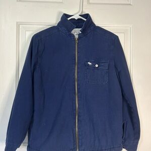Abercrombie Fitch  Boys Jacket Sheepskin Lined  Size 13-14 Navy Preppy Full Zip